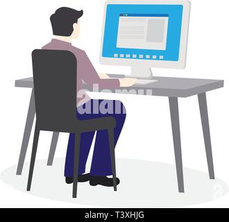 Business man in a suit working on a laptop Stock Vector