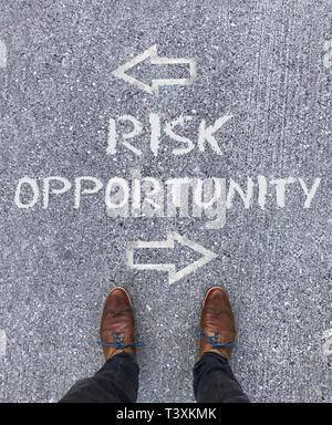 Time to decide: Opportunity or Risk Stock Photo