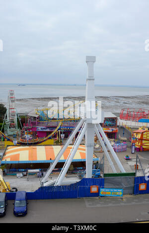 New thrill ride Axis, construction in progress at Adventure Island on Western Esplanade, Southend on Sea, Essex, UK. Seafront attraction Stock Photo