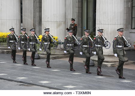 Irish army soldiers and cadets take part in a ceremony in honour of the ...