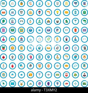 100 security icons set, cartoon style Stock Vector
