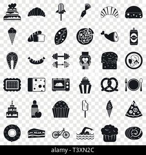 Calories icons set, simple style Stock Vector