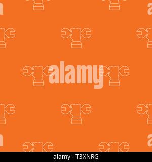 Hand wrench pattern vector orange Stock Vector