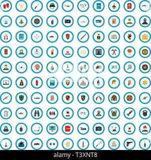 100 security book icons set, flat style Stock Vector