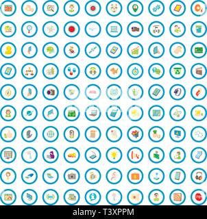 100 seo and web icons set, cartoon style Stock Vector