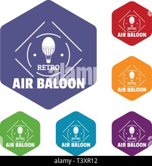 Air balloon icons vector hexahedron Stock Vector