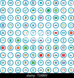 100 settings icons set, cartoon style Stock Vector