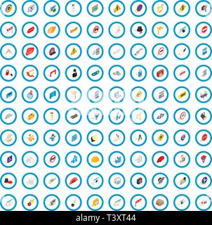 100 settings icons set, isometric 3d style Stock Vector