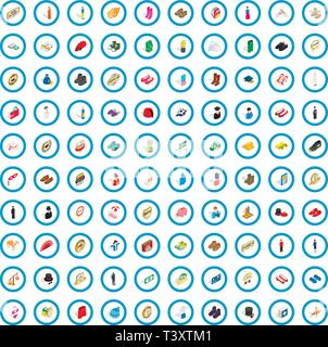 100 sewing icons set, isometric 3d style Stock Vector