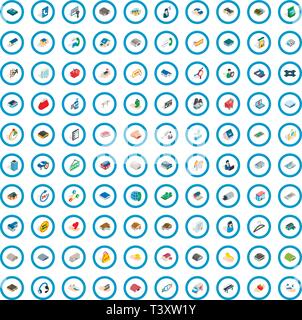 100 shed icons set, isometric 3d style Stock Vector