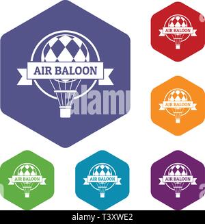 Fun air balloon icons vector hexahedron Stock Vector