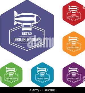 Dirigible icons vector hexahedron Stock Vector