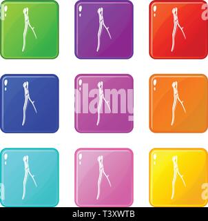 Surgical pliers icons set 9 color collection Stock Vector