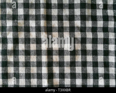 black back classic checkered tablecloth texture, background Stock Photo