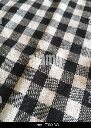 black back classic checkered tablecloth texture, background Stock Photo