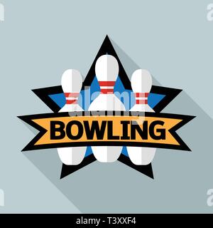 Bowling game logo, flat style Stock Vector