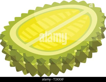 Half durian icon, isometric style Stock Vector