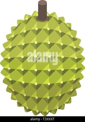 Whole durian icon, isometric style Stock Vector