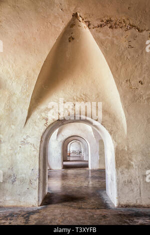 Stone archways in castle, Castillo San Cristobal, San Juan, Puerto Rico Stock Photo