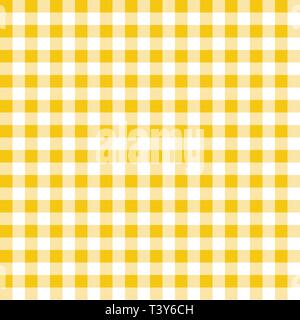 Yellow and white plaid vector background. Seamless repeat checkered pattern. Stock Vector