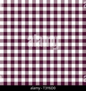 Burgundy red and white plaid vector background. Seamless repeat checkered pattern. Stock Vector