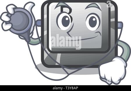 Doctor button B installed on cartoon computer Stock Vector