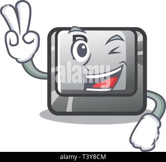Two finger button B isolated with the cartoon Stock Vector