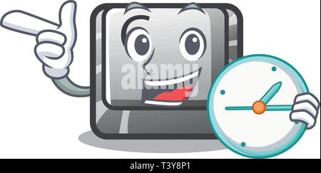 With clock button C in the mascot shape Stock Vector