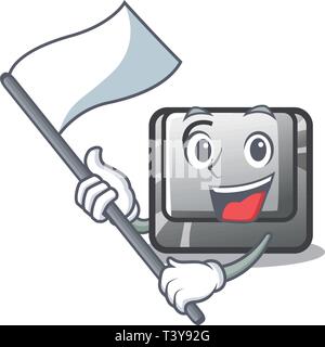 With flag button C installed on cartoon computer Stock Vector