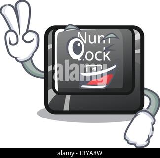 Two finger num lock in the cartoon shape Stock Vector