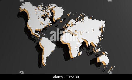 White 3D world map illustration isolated Stock Photo - Alamy