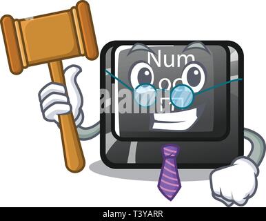 Judge num lock on a keyboard mascot Stock Vector