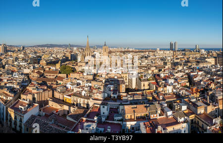 Gothic Quarter skyline, Barcelona, Catalonia, Spain Stock Photo