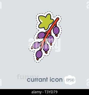Red currant. Black currant with leaf icon. Vector illustration for food apps and websites Stock Vector