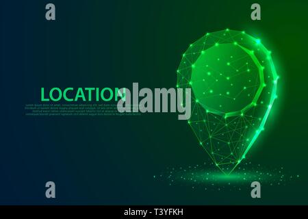 Location icon lines, triangles and particle style design, vector, illustration, eps file Stock Vector