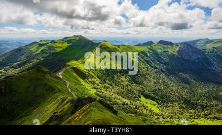 Landscape of volcanic mountains (view from Puy Mary, Massif Central, France)