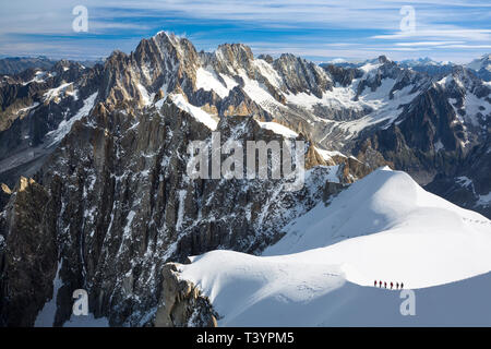 Mountaineers heading to Mt. Blanc, Chamonix, France Stock Photo