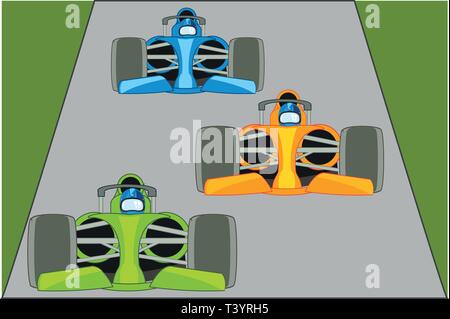 Racing on atheletic fireball on road.Vector illustration Stock Vector
