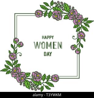Vector illustration lettering happy women day with abstract purple ...