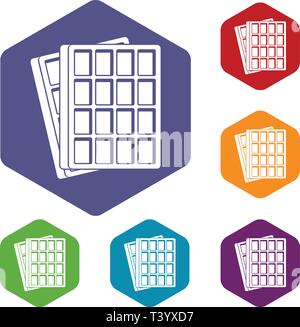 Waffle icons vector hexahedron Stock Vector