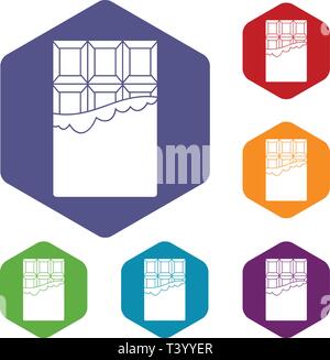 Chocolate icons vector hexahedron Stock Vector