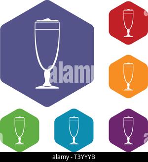 Wine glass icons vector hexahedron Stock Vector