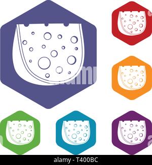 Cheese icons vector hexahedron Stock Vector