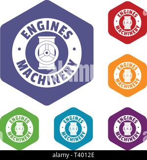 Automation machinery icons vector hexahedron Stock Vector