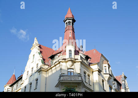 Detail of Art Nouveau (Jugenstil) building in the historic center of Riga, Latvia Stock Photo