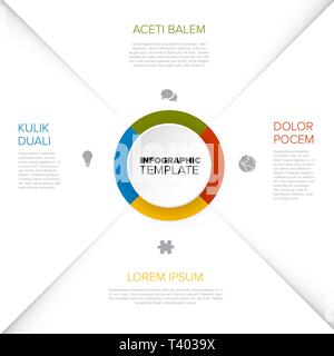 Four options diagram template with color circle in the middle - multipurpose universal infographic template Stock Vector