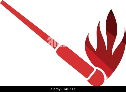 Burning matchstik icon. Flat color design. Vector illustration. Stock Vector