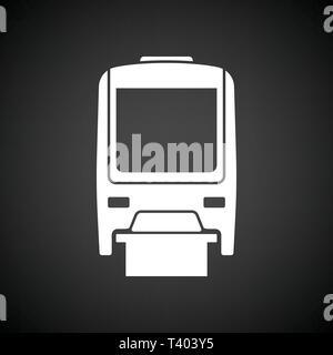 Monorail  icon front view. Black background with white. Vector illustration. Stock Vector