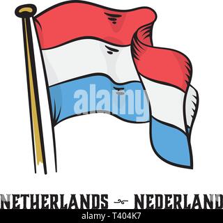Vintage engraving style Netherlands flag vector illustration Stock Vector