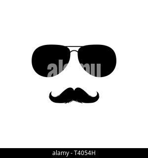 Moustaches and Sunglasses Mans Face Clipart. Black Fashion Sunglasses ...